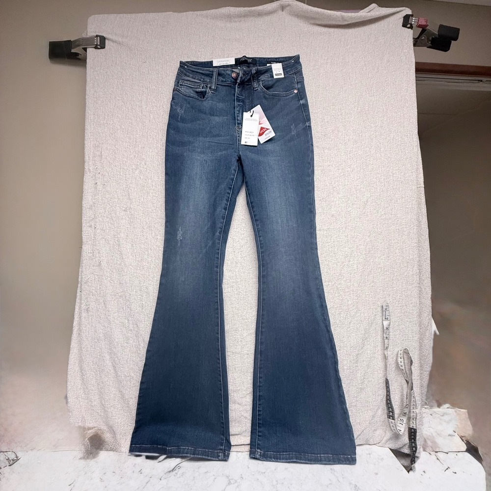 Judy Blue High Waist Flare Jeans Med Blue Distressed Lycra JB88172 Size 5/27